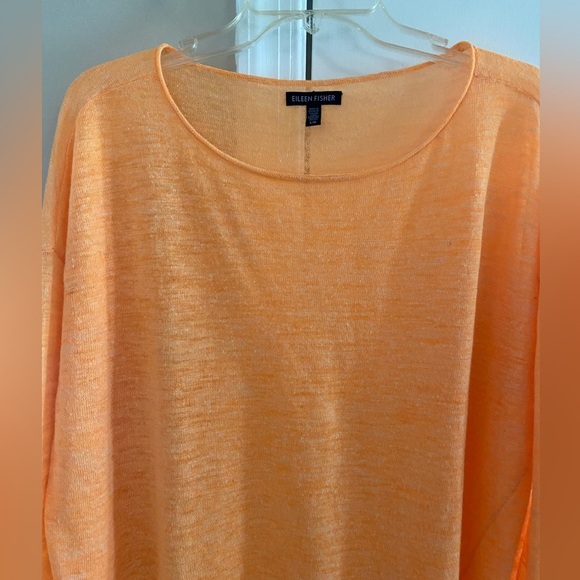 Eileen Fisher linen blend knit crewneck top oversized heather orange Large - Picture 3 of 9